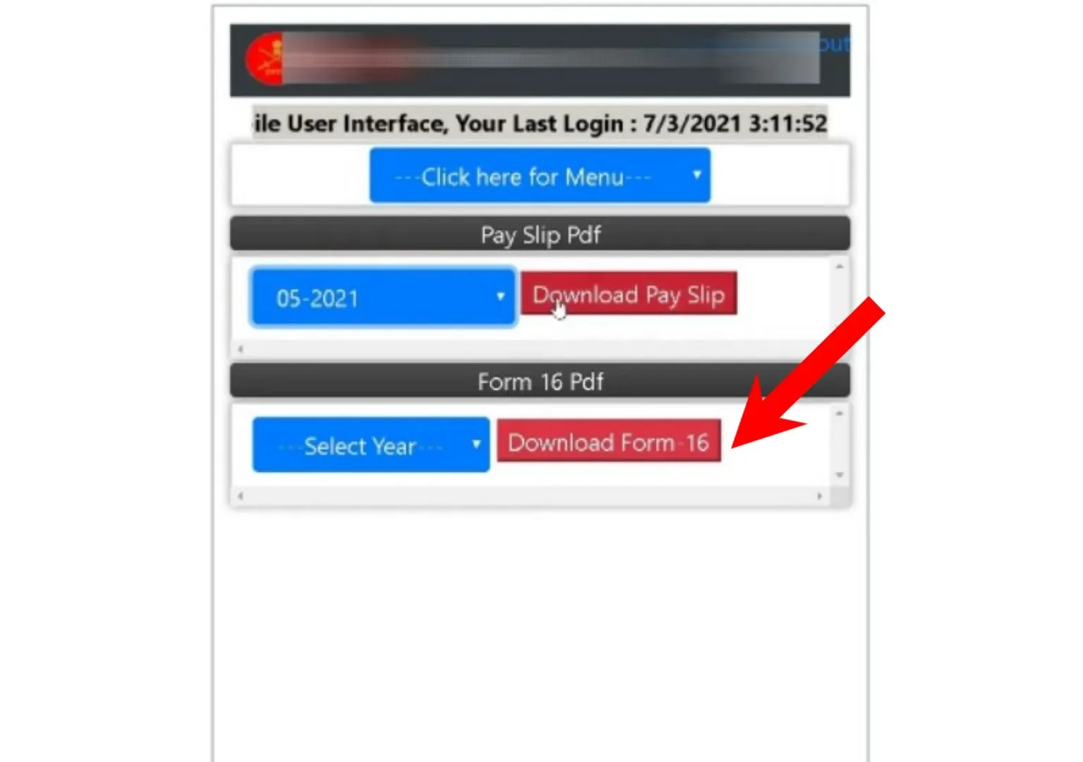 Hamraaz Form-16 Download Interface